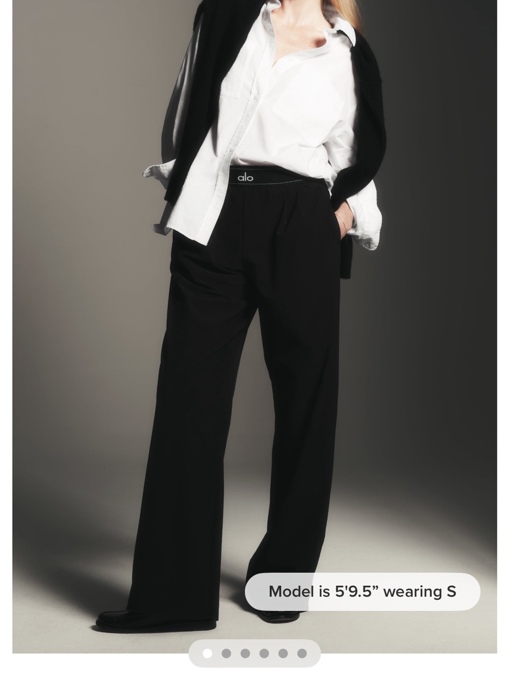 Alo Black Wide-Leg Pants